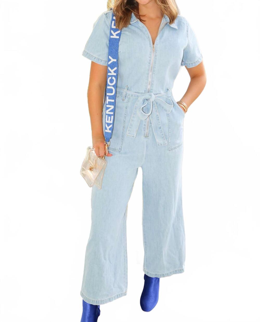 NEW MABLE baby denim jumpsuit in blue jean
